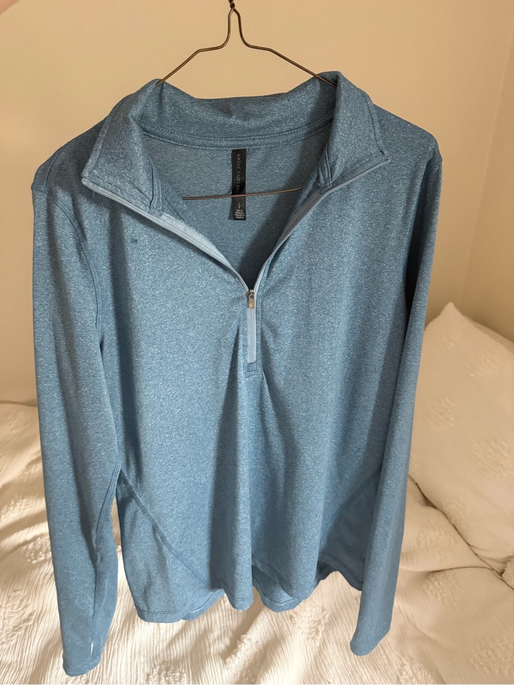 Aeropostale Women's Light Blue Quarter-Zip Long Sleeve Top